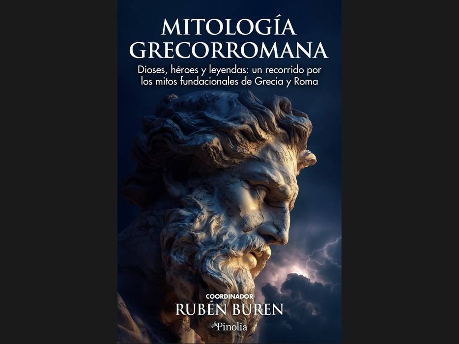La imagen muestra la portada del libro 'Mitología Grecorromana', que explora los mitos de Grecia y Roma.