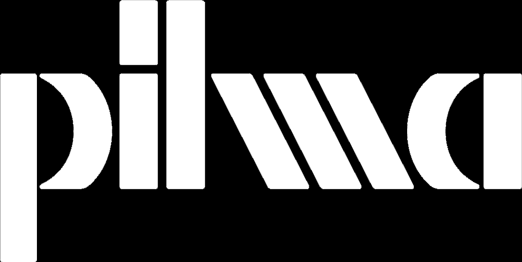 Logo en blanco de la marca Pilma.