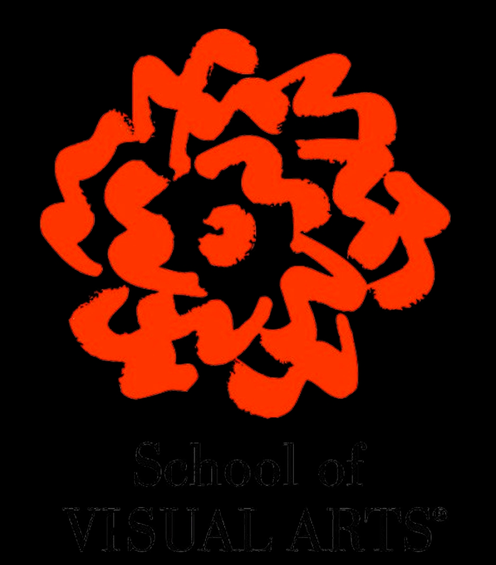 Un logo de la Escuela de Artes Visuales con un diseño abstracto en color rojo.