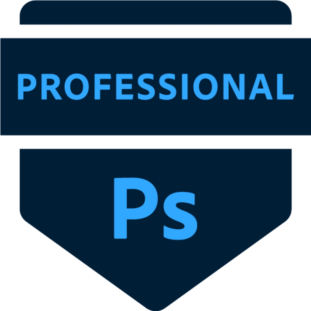 Un logo que representa un nivel profesional en diseño gráfico con la abreviatura Ps.