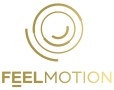 Logotipo de FeelMotion en tonos dorados.