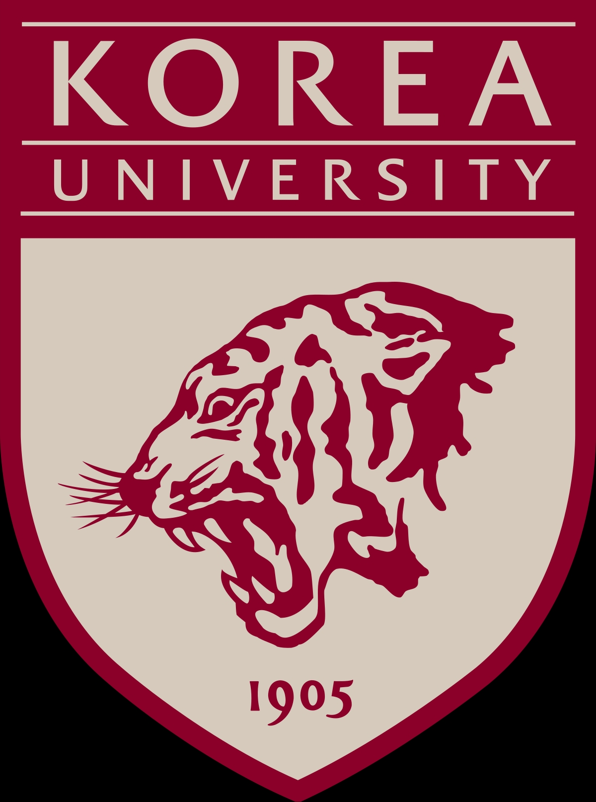 Logo de la Universidad de Corea con un tigre y el año 1905.
