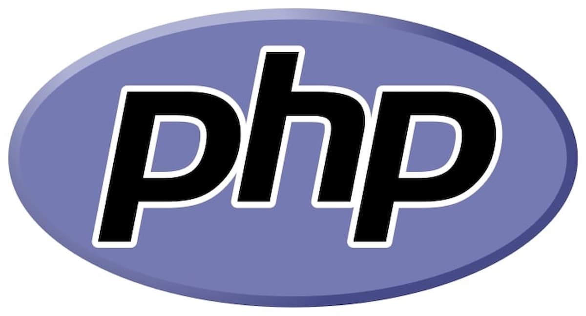 El logo de PHP en un fondo ovalado de color púrpura.