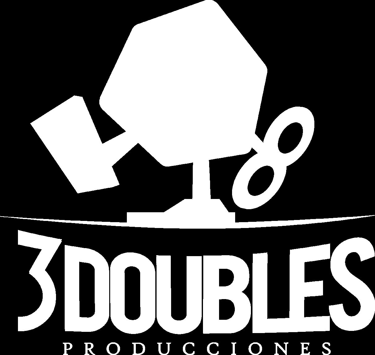 Logotipo de la empresa 3 Doubles Producciones con un diseño gráfico moderno.