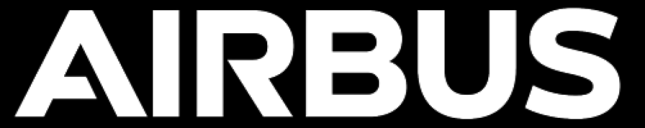 La imagen presenta el logotipo de la empresa Airbus en letras blancas sobre un fondo negro.