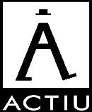 Logotipo de la marca Actiu en blanco y negro.