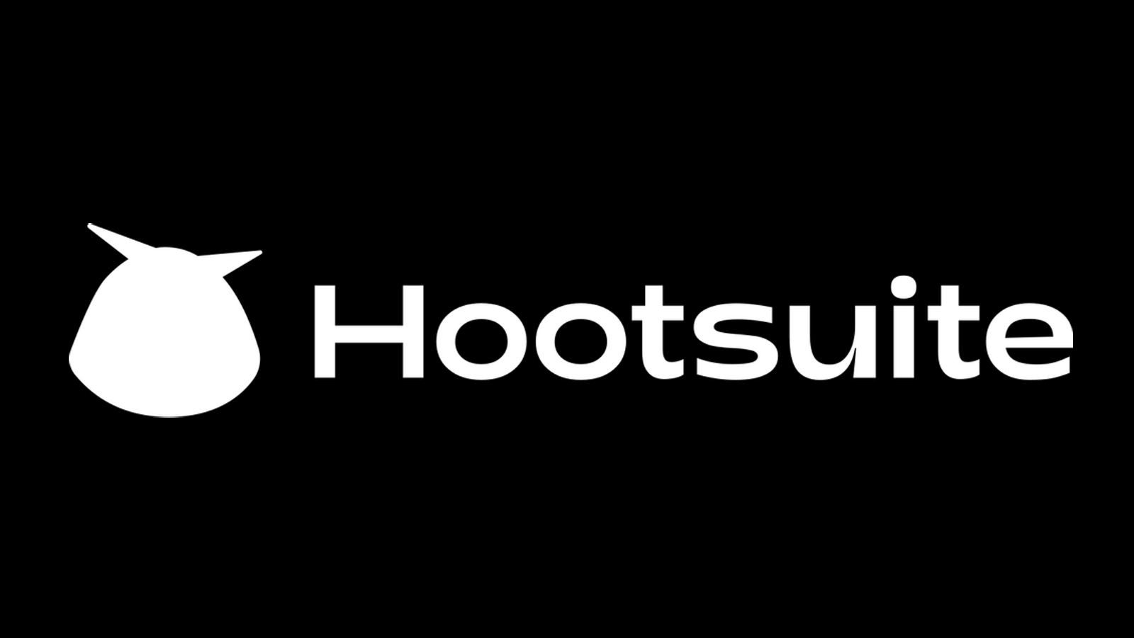 Logotipo de Hootsuite sobre un fondo negro.