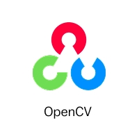 Logotipo de OpenCV que consiste en tres círculos entrelazados en colores rojo, verde y azul.