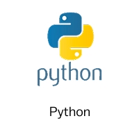 Logo del lenguaje de programación Python en colores azul y amarillo.