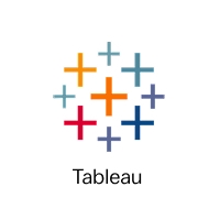 Logo de Tableau que consiste en varios símbolos de suma de diferentes colores.