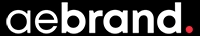 Logotipo de la marca aebrand en un fondo negro.