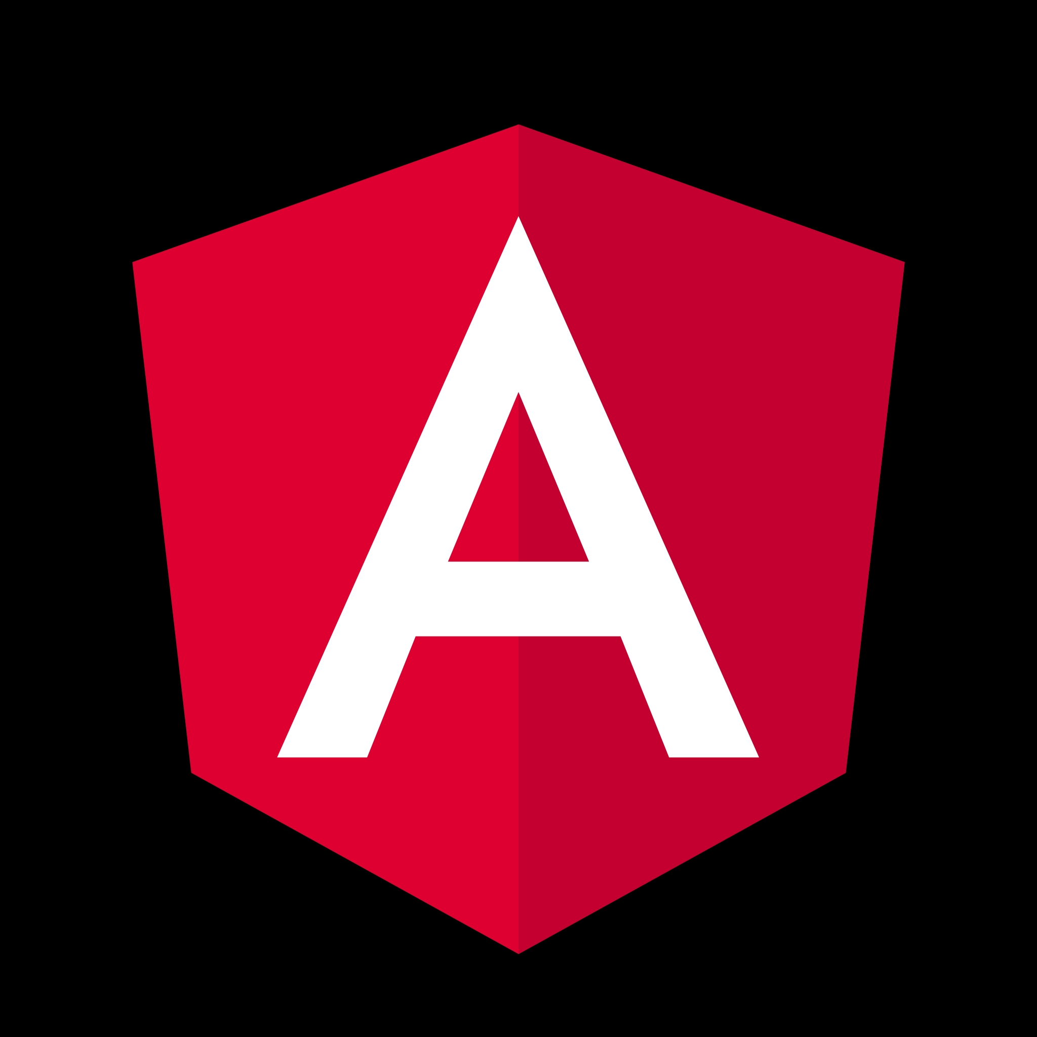Logo de Angular, un framework de desarrollo web.