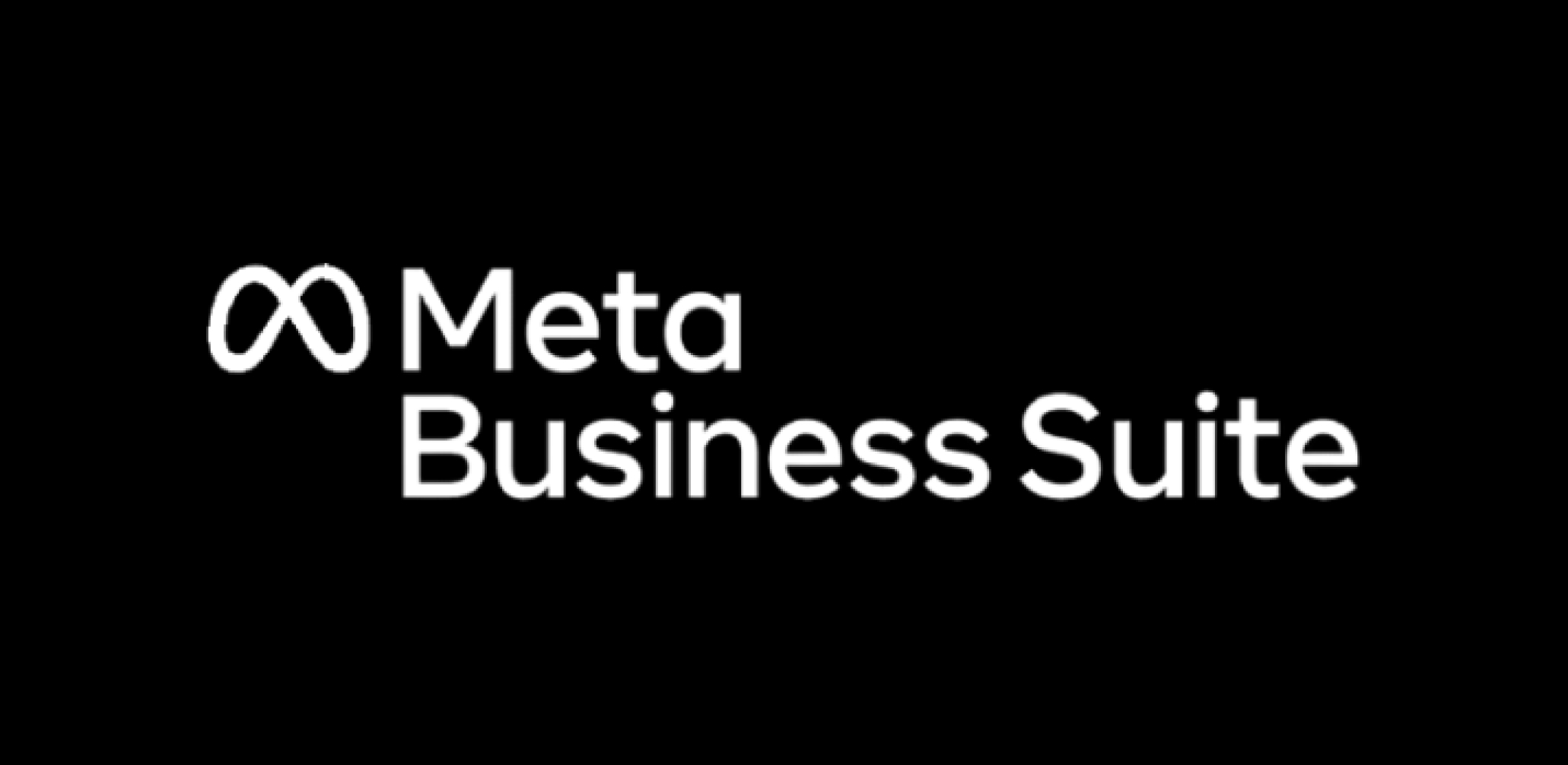 Logo de Meta Business Suite sobre fondo negro.