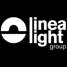 Logotipo de Linea Light Group en un fondo negro.