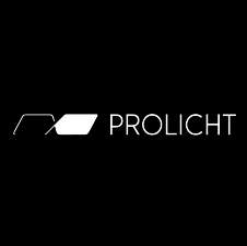 Logotipo de la marca Prolicht sobre un fondo negro.