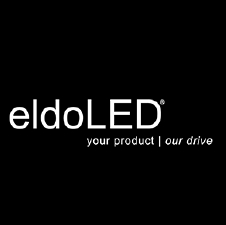 Logotipo de la empresa eldoLED que destaca su producto y enfoque.