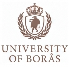 Logo de la Universidad de Borås con un diseño distintivo y elementos simbólicos.
