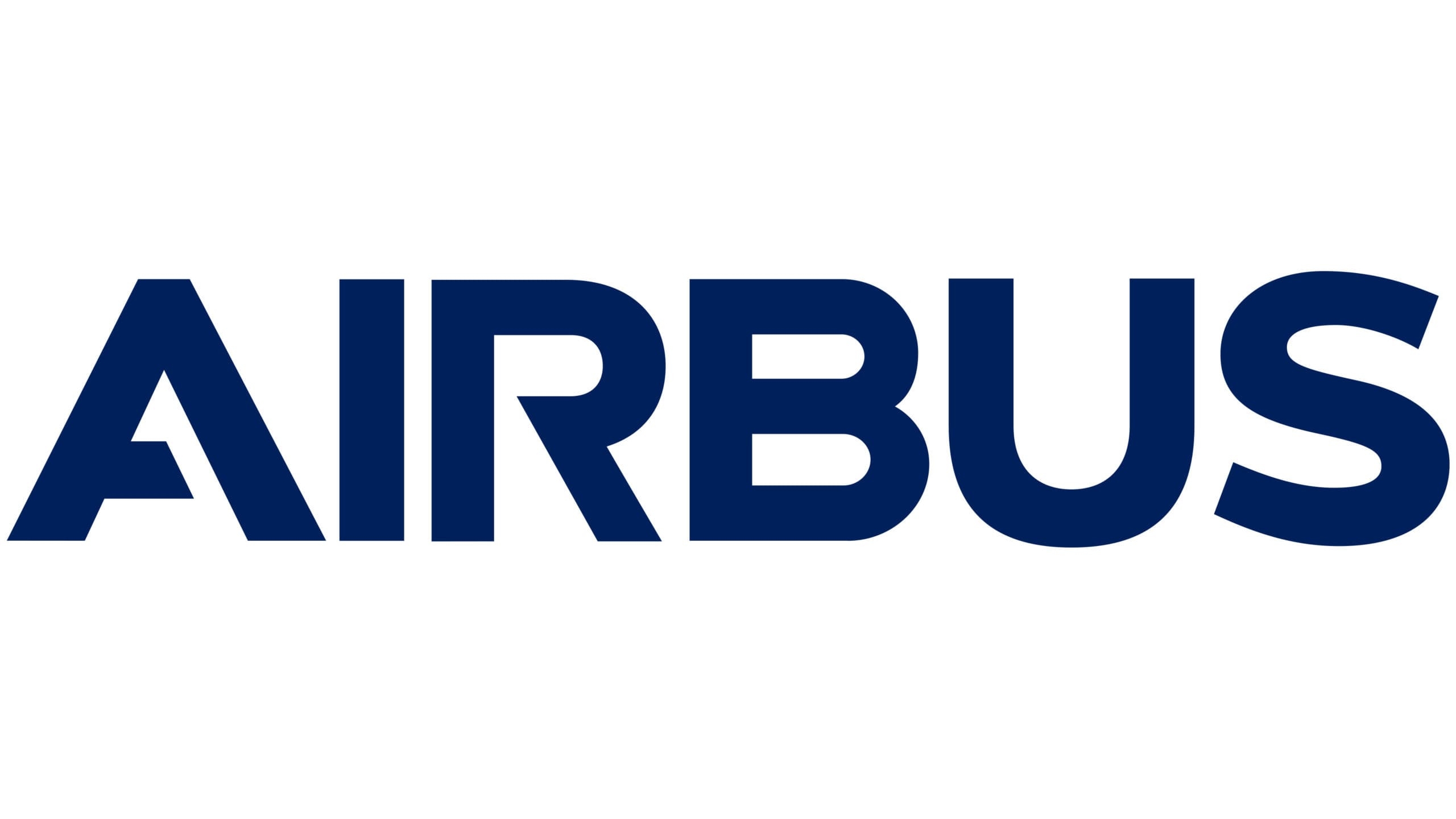 El logotipo de la empresa de aeronáutica Airbus en color azul.