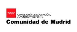 Logotipo de la Comunidad de Madrid, que incluye la consejería de educación, juventud y deporte.