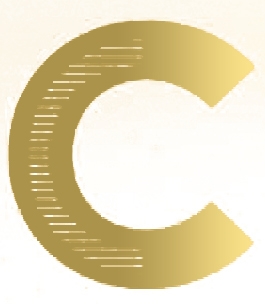 La imagen muestra una letra 'C' en color dorado sobre un fondo claro.