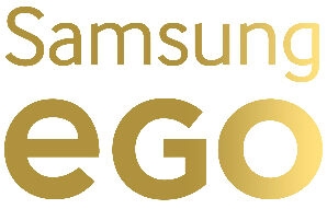 Logotipo de Samsung eGO en color dorado.