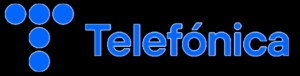 Logotipo de la empresa Telefónica en color azul.