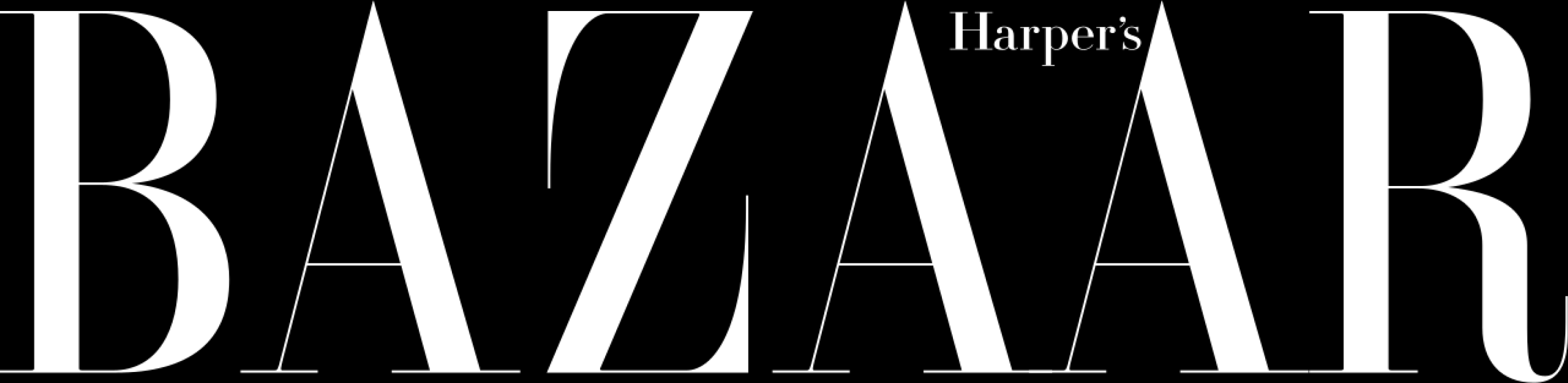 Logotipo de la revista Harper's Bazaar en un fondo negro.