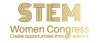 Logo del Congreso de Mujeres en STEM que promueve oportunidades en la ciencia.