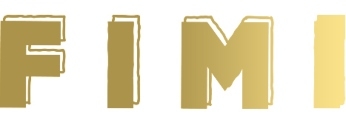 El logotipo presenta la palabra FIMI en letras doradas.