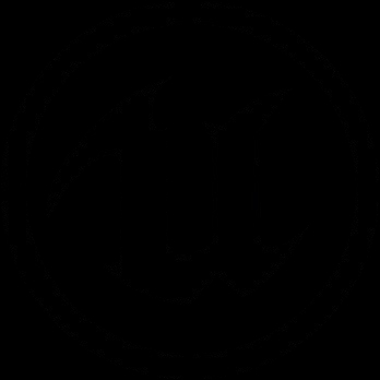 Logo de una organización o marca que presenta un diseño estilizado en negro.