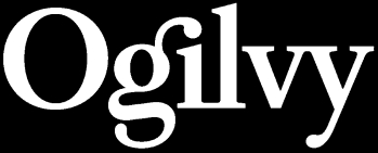 Un logotipo en blanco que presenta la palabra 'Ogilvy'.