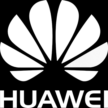 Logo de la empresa Huawei en color blanco y negro.