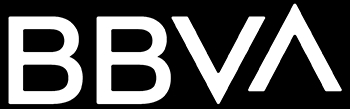 Logotipo de BBVA en color blanco sobre fondo negro.