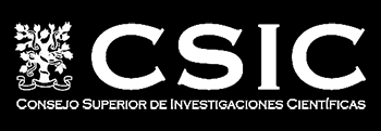 Logo del Consejo Superior de Investigaciones Científicas (CSIC) en color blanco sobre fondo negro.