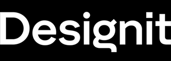 Logotipo de la empresa Designit sobre un fondo negro.