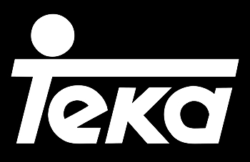 El logotipo de la marca Teka en color blanco sobre fondo negro.