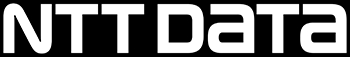 Logotipo de NTT Data en letras blancas sobre un fondo negro.