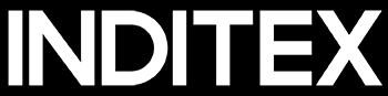 Logotipo de la empresa Inditex en color blanco sobre fondo negro.