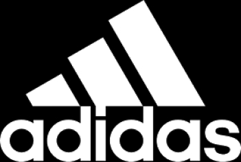 Logo de la marca Adidas en color blanco sobre fondo negro.