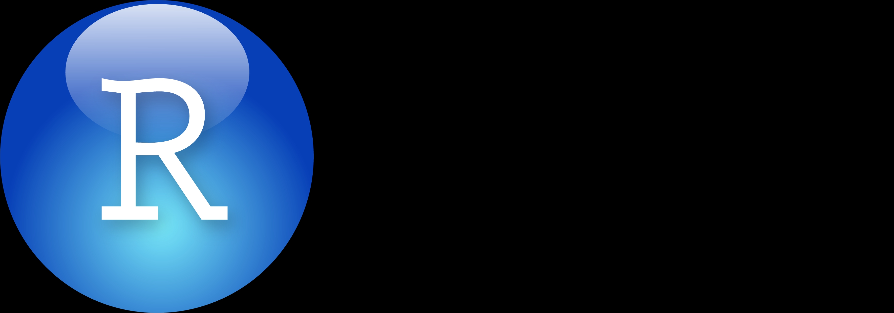 Logo del lenguaje de programación R en un fondo azul.