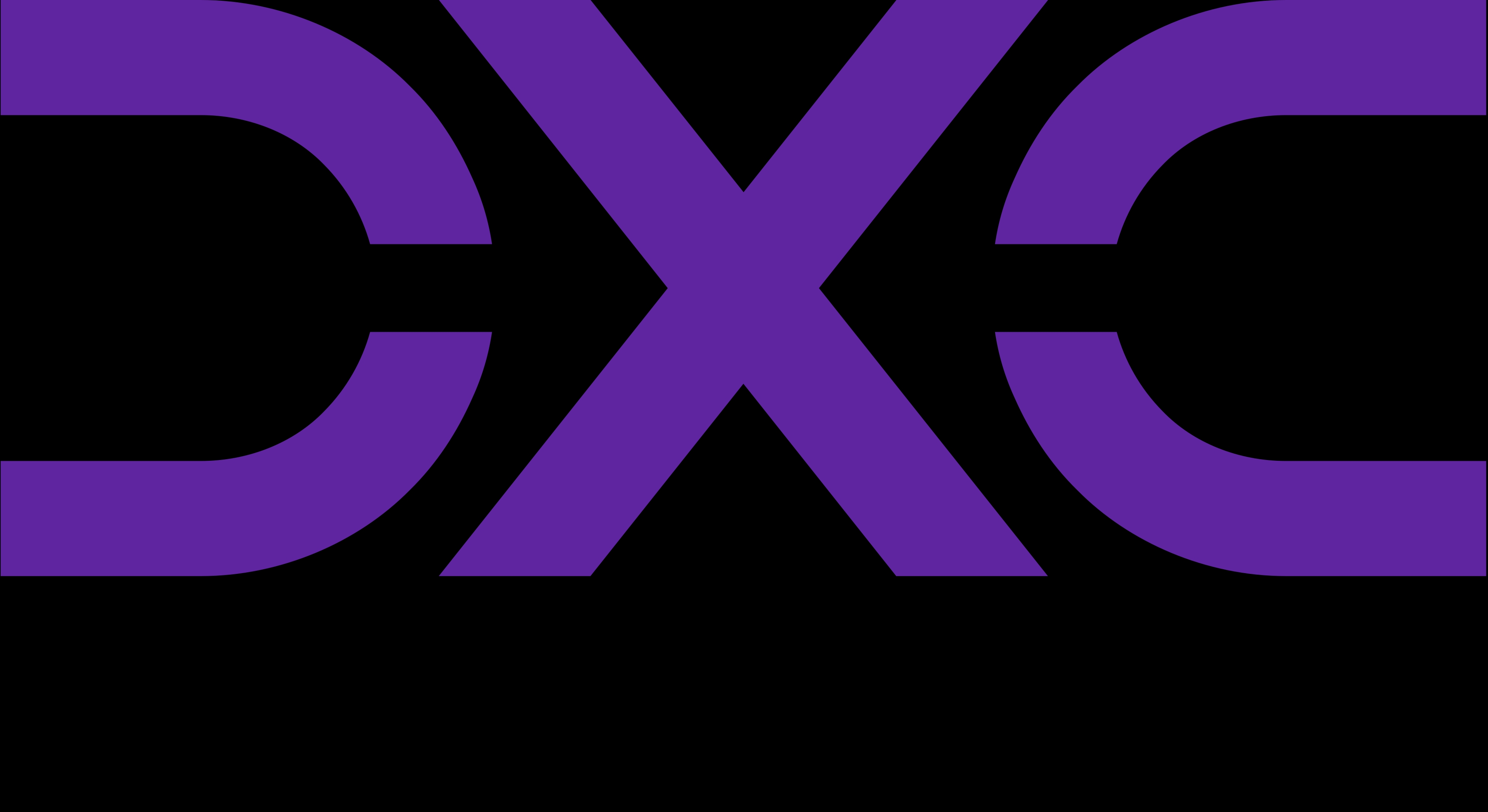 Un logotipo que muestra las letras 'DXC' en color púrpura sobre un fondo negro.