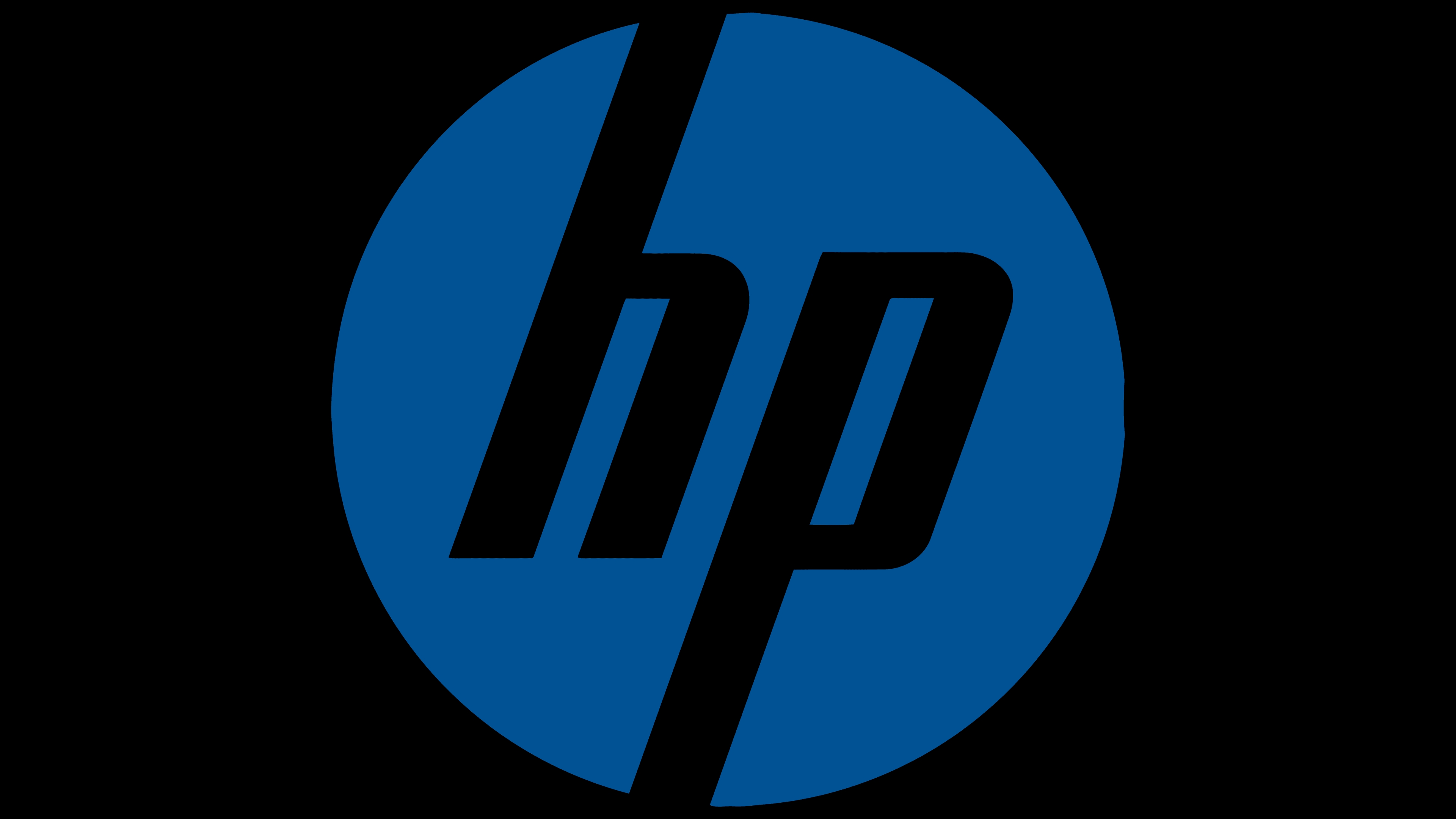 Logotipo de la marca HP sobre un fondo azul.