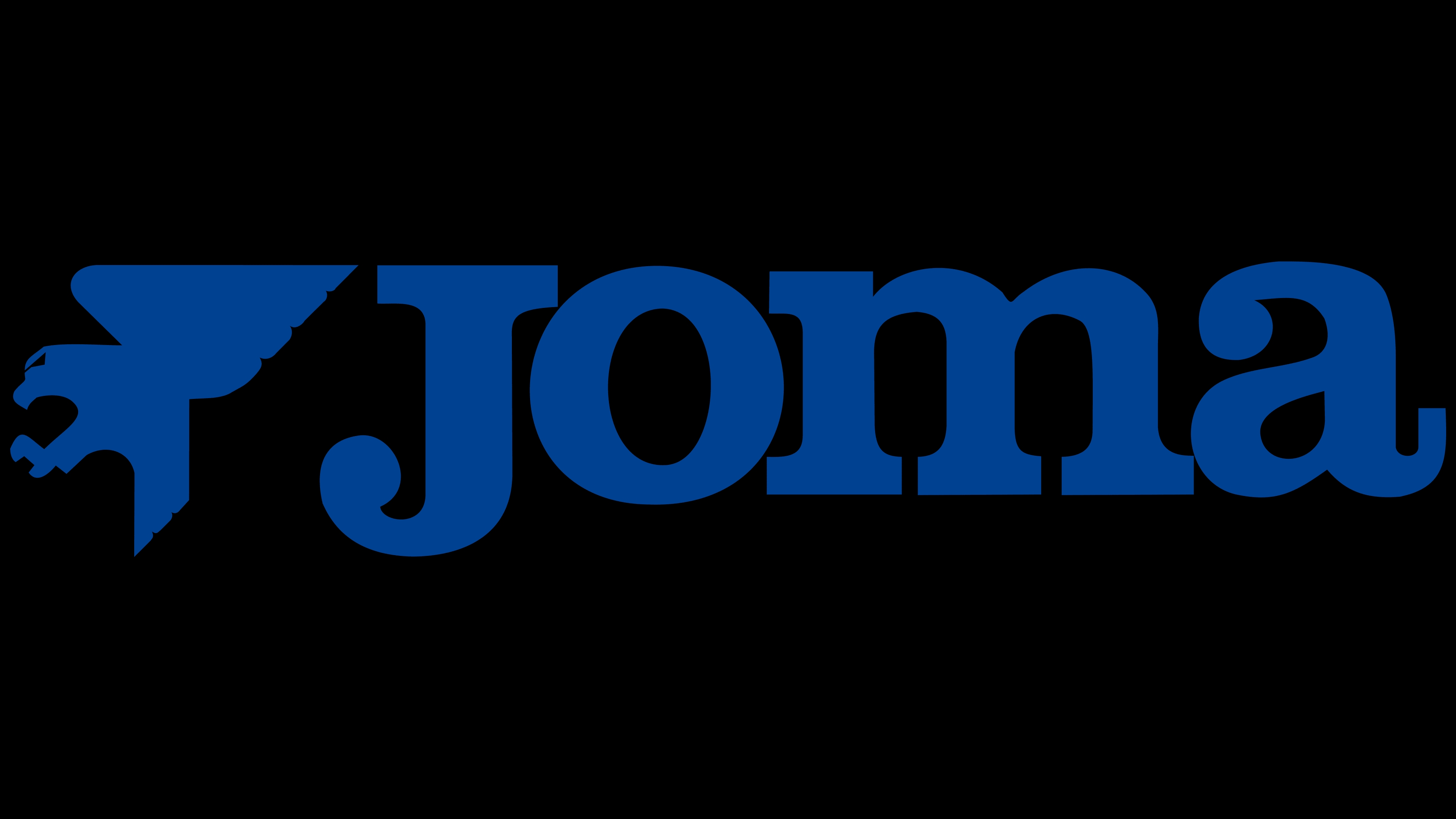 Logo de la marca deportiva Joma en color azul.