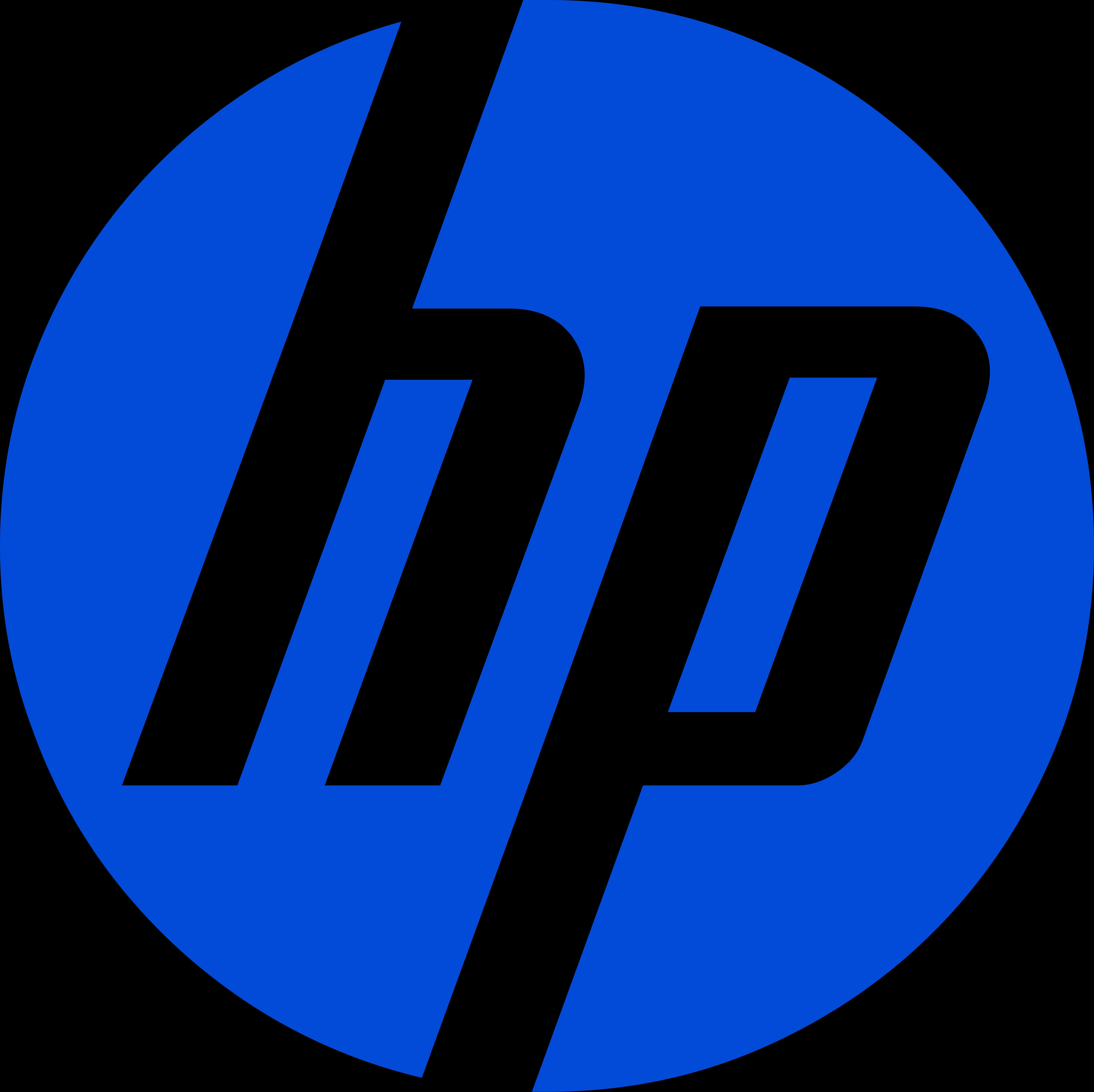 El logotipo de la marca HP que presenta las letras 'hp' en un círculo azul.