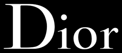 Logotipo de la marca de moda Dior sobre un fondo negro.