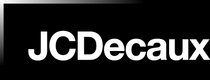 Logo de la empresa JCDecaux sobre un fondo negro.