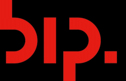 La imagen muestra un logotipo en colores rojo y negro con un diseño moderno y estilizado.