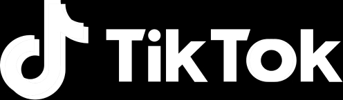 Logo de TikTok en color blanco sobre fondo negro.