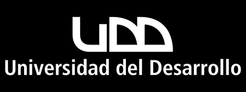 Logo de la Universidad del Desarrollo con fondo negro.