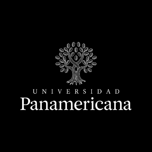 Logo de la Universidad Panamericana con un árbol estilizado y texto en blanco sobre fondo negro.